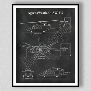 AgustaWestland AW-139 Helicopter Print, Agusta Westland Helicopter Drawing, Agusta AW139 Poster, Maryland State Police Helicopter Wall Art