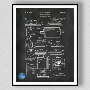 1942 Electrophotography Patent Print, Electrophotography Invention Poster, Xerography Patent Poster Print, First Photo copier patent