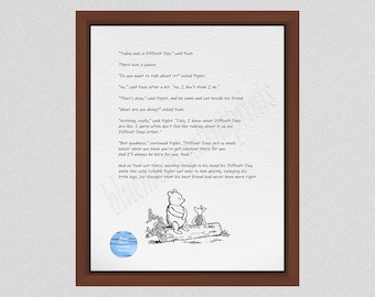 Today was a difficult day, said Pooh. Do you want to talk about it? asked Piglet Classic Winnie the Pooh Wall Art Pooh & Piglet Print WP103