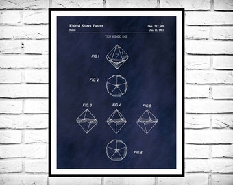 1983 Dice Patent Print - Polyhedral Dice Patent Print - Game Room Decor - Dungeons and Dragons - DnD Player - Big Bang Theory Game