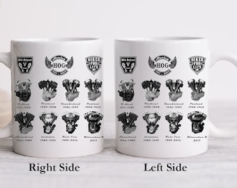 Harley Engines Timeline Ceramic Mug, Harley engines 2011-2017 Coffee Mug, Harley V-Twin Engines 1911 - 2017, Harley Rider Gift Idea