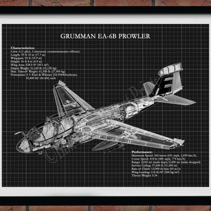 Grumman EA-6B Prowler Drawing Vers, Northrop Grumman EA-6B Prowler Blueprint, Grumman EA-6B Prowler Military Aircraft Schematic