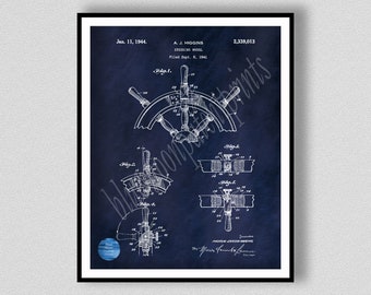 1941 Ship Steering Wheel Patent Art Print, Nautical Decor, Ship's Steering Wheel Wall Art, Nautical Poster, Boating Decor, Marine Wall Art