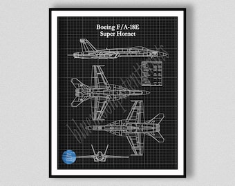 Boeing F/A-18E Super Hornet Drawing, F/A-18E Super Hornet Poster Boeing F-18 Combat Jet Poster, Military Fighter Plane, F-18 Wall Art