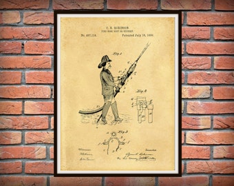 Patent 1889 Fire Hose Support or Rest Patent -  Art Print - Poster - Wall Art - Fire House Art  - Fire Equipment - Fire Fighter Art