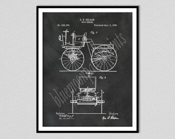 1895 Selden Automobile Patent Print, 1st US Automobile Patent, George Selden Auto blueprint, Selden Road Engine Art, Contested by Henry Ford