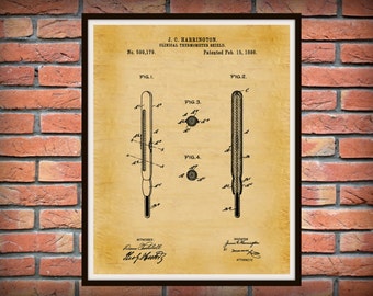 Patent 1898 Thermometer Shield - Art Print - Poster - Medical - Doctor - Doctors Office - Physician Wall Art - Nurse Art - EMT Art