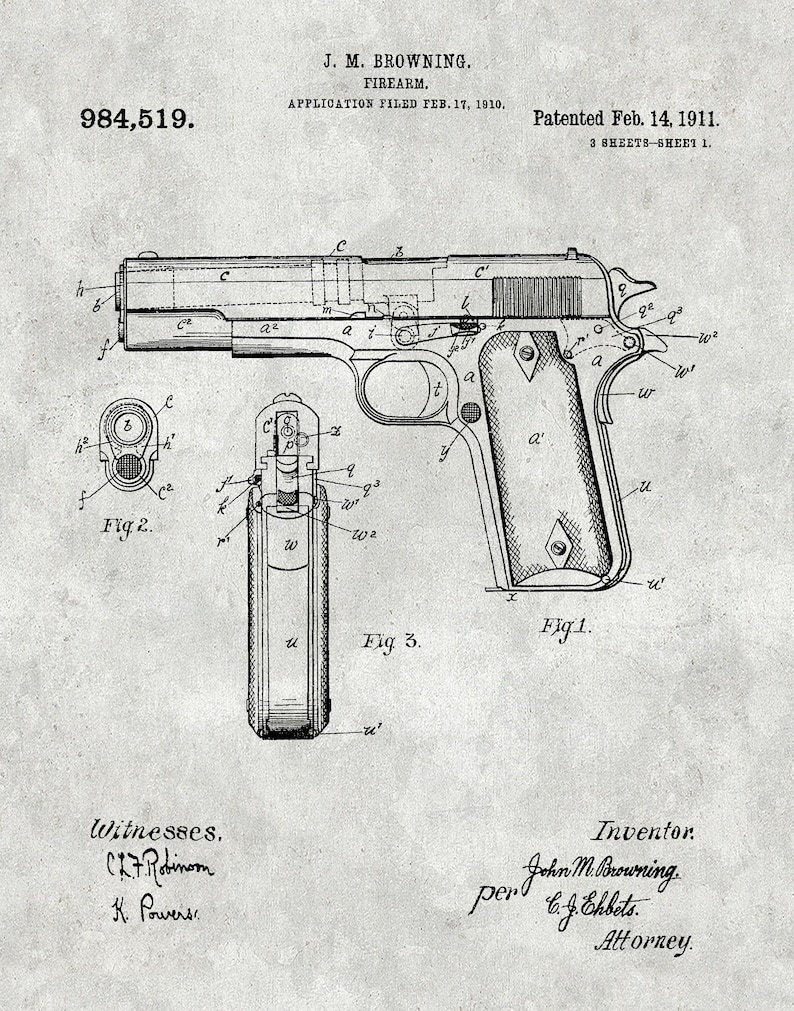 1985 Glock Pistol Patent Print Glock Pistol Poster Glock - Etsy