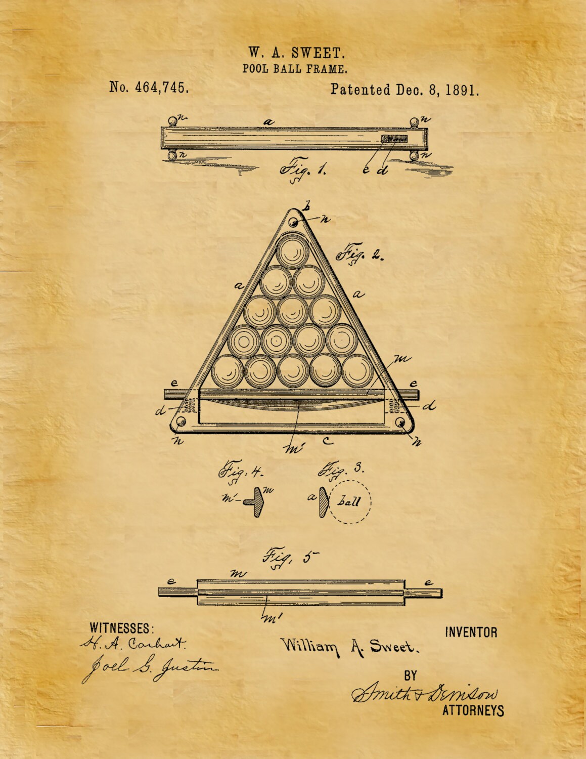 billiard ball display rack on Patent 1891 Pool Ball Rack Patent Art Print Poster Wall Art Billiard Ball Rack Pool Hall Art Billiard Hall Art Sports Bar Art