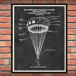 MC-6 Personnel Parachute System - US Military - Soldier Wall Art - Paratrooper Wall Art - Airborne Wall Art - steerable troop parachute