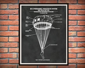MC-6 Personnel Parachute System - US Military - Soldier Wall Art - Paratrooper Wall Art - Airborne Wall Art - steerable troop parachute