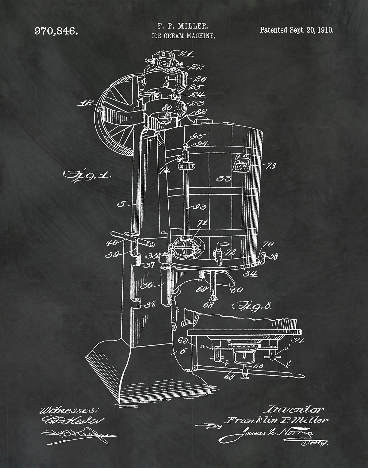 1910 Ice Cream Maker Patent Print, Ice Cream Parlor Shop Decor, Ice Cream  Maker Blueprint, Ice Cream Lover Gift Idea