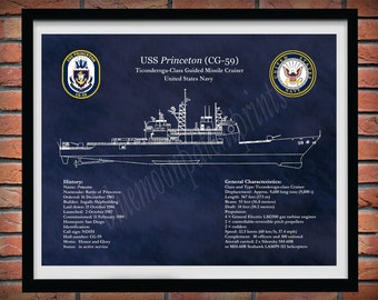 USS Princeton CG-59 Blueprint, Ticonderoga Class Cruiser Drawing,Ticonderoga Class Guided Missile Cruiser Drawing,USS Princeton CG45 Drawing