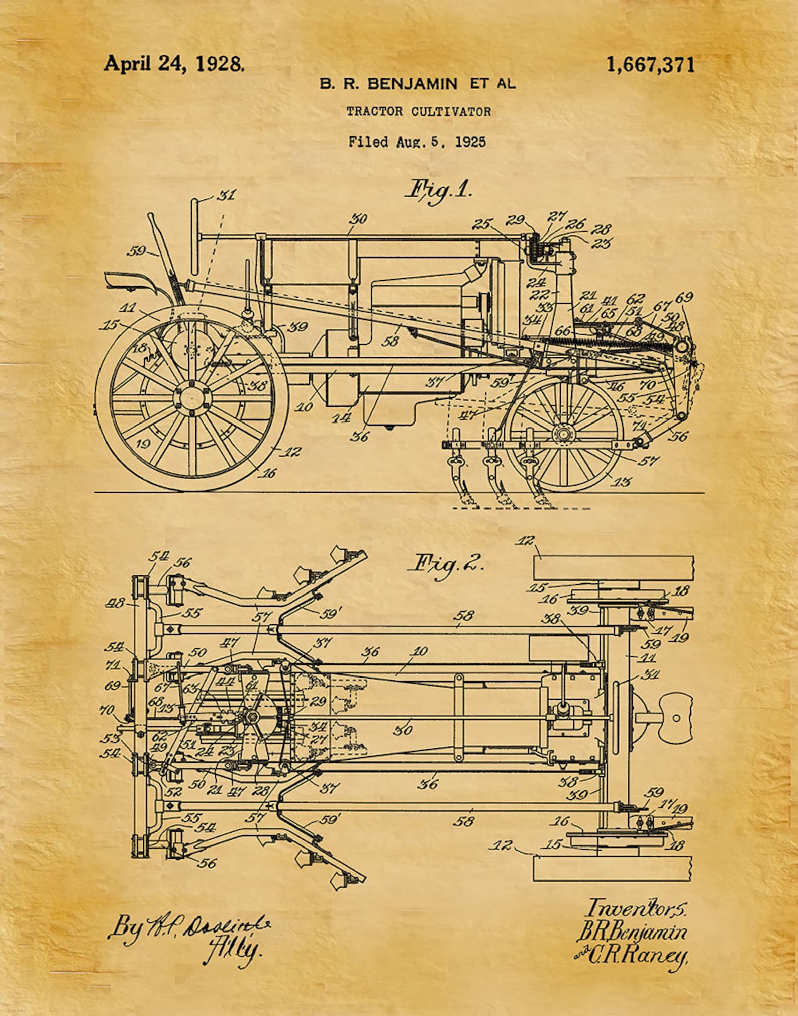 1925 International Harvester Tractor Cultivator Patent Print Etsy