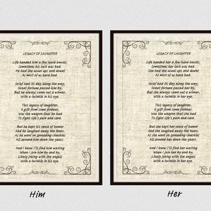 Legacy of Laughter Poem Art Print, From The Heart Inspirational Poem, Mourning Poem Wall Art, Grief Poem, Funeral Poem, Celebrate Life Print