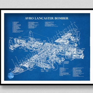 Avro Lancaster British Bomber Plane - Night Bomber Airplane - Art Print - Poster - Wall Art - War II Plane Wall Art