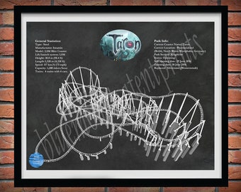 Taron Roller Coaster Drawing, Phantasialand Roller Coaster, Taron Roller Coaster Blueprint, Germany Roller Coaster Decor, Roller Coaster Art