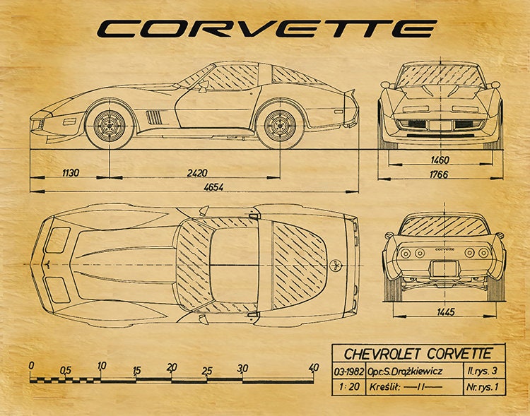 Corvette C3 Drawing Chevy Corvette C3 Poster Chevrolet Corvette