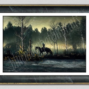 Geralt The Witcher Poster, Geralt of Rivia Witcher 3 Wild Hunt Art Print, Witcher Game Décor, Fantasy Décor, Geek Gamer Gift, Foggy Forest