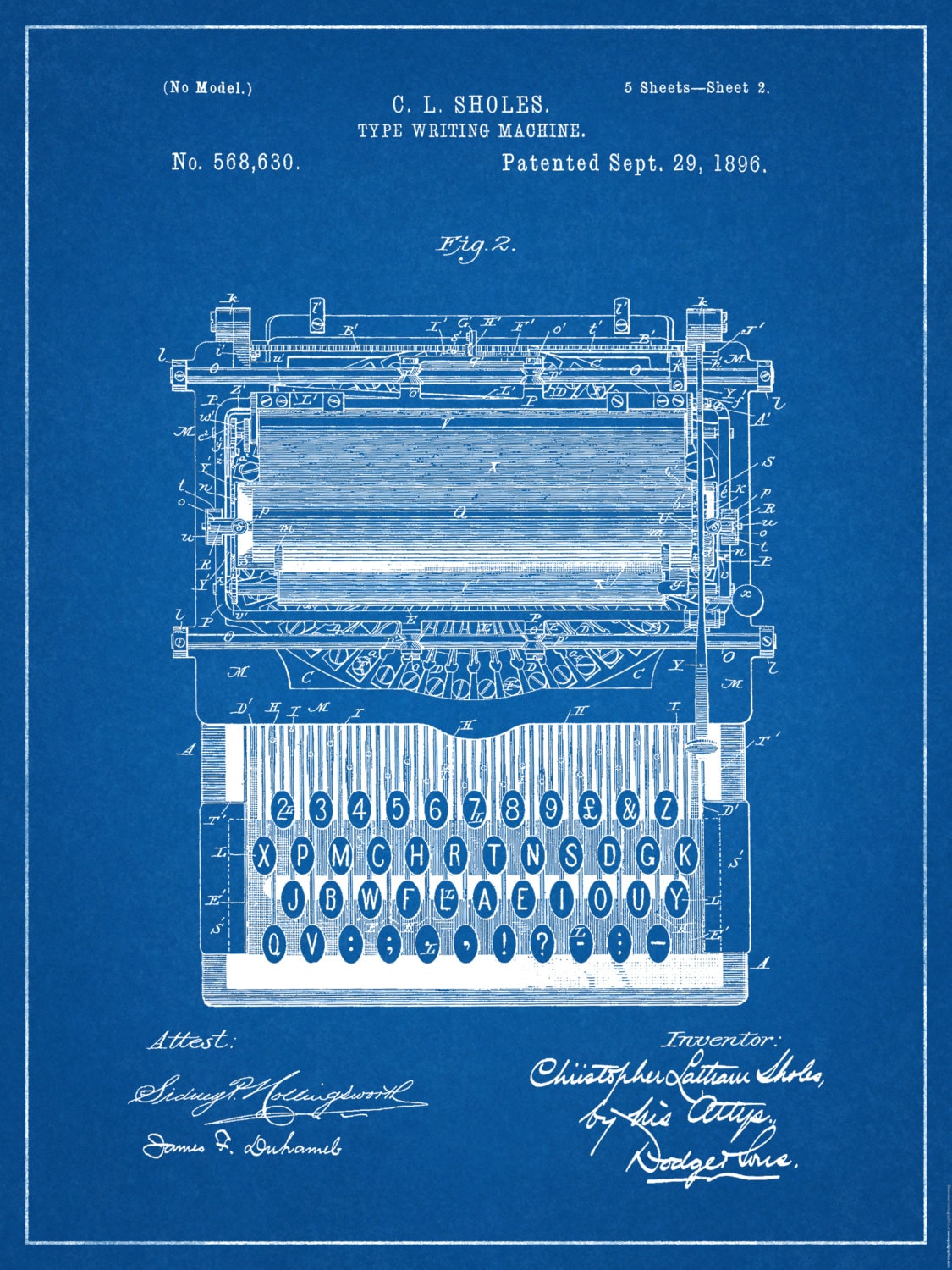 Type Writing Machine patent from 1896 - Vintage Digital Art by Aged Pixel -  Fine Art America