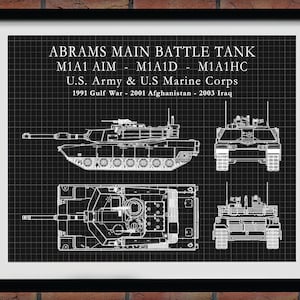 M1A1 Abrams Main Battle Tank  M1A1-AIM - M1A1D Tank - M1A1HC Military Tank - Poster Print - US Army Tank - USMC Tank - Soldier Wall Art