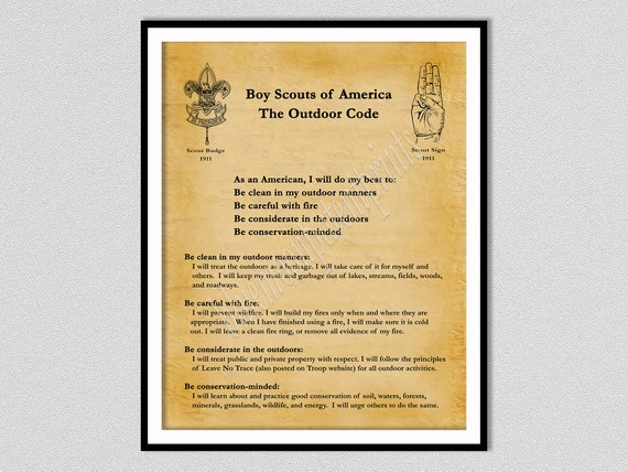 Boy Scout Outdoor Code Art Print Outdoor Code Poster Boy - Etsy