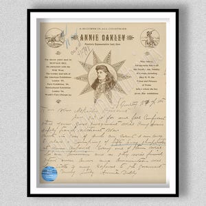 Annie Oakley Letter to President McKinley Document, Annie Oakley Sharpshooter Historical US Document, American History Class