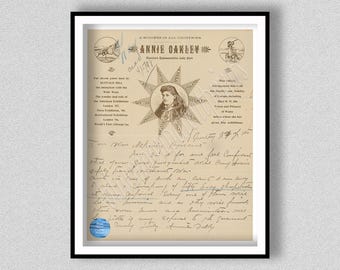 Annie Oakley Letter to President McKinley Document, Annie Oakley Sharpshooter Historical US Document, American History Class