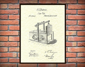 Patent 1870 Mouse Trap Cage Trap Exterminator Wall Art - Poster Print - Wall Art - Rodent Trap - Varmint Trap - Rat Trap