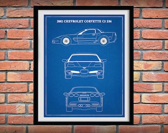 2002 Corvette C5 Z06 Art Print - Chevy Corvette C5-Z06 1997- 2004 - Corvette Sports Car Poster - Corvette Collector - Corvette C5