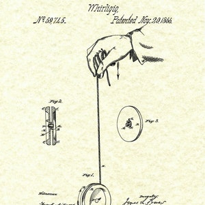 Yo Yo Invention 1866 Yoyo Patent Print, Whirligig Toy Patent Print, Yoyo Poster Print ...