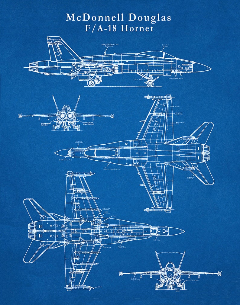F18 Patent Drawing Print Bomber Plane McDonnell Etsy