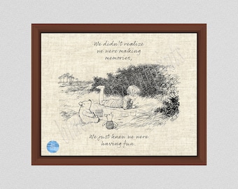 We didn't realize we were making memories Print Landscape, Making Memories Poster, Pooh Piglet Christopher Robin, Winnie the Pooh Art