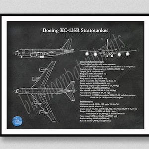 Disegno Boeing KC-135R Stratotanker, progetto KC-135R Stratotanker, rifornimento aereo e poster di aerei da trasporto, aereo militare statunitense