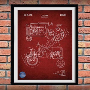 1953 Farmall H Tractor Patent Print - Farmall H Tractor Poster - Farm Equipment Patent - Farmhouse Decor - Farmall Tractor Blueprint
