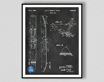 1962 Water Ski Patent Print, 1962 Water Ski Blueprint, Water Ski Poster, Beach House Decor, Water Ski Wall Art, Lake House Wall Art