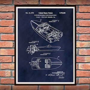 1972 Chris Craft Patent Print - Chris Craft Wooden Boat Blueprint - Chris Craft Boat Drawing - Nautical Décor - Chris Craft Owner Gift