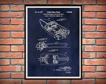 1972 Chris Craft Patent Print - Chris Craft Wooden Boat Blueprint - Chris Craft Boat Drawing - Nautical Décor - Chris Craft Owner Gift