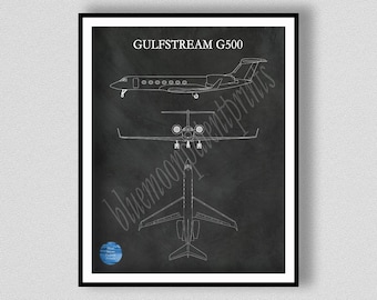 Gulfstream G500 Drawing, Gulfstream G500 Poster, Gulfstream G500 Art Print, Gulfstream 5 Poster, Aviation Décor, Pilot Gift Idea