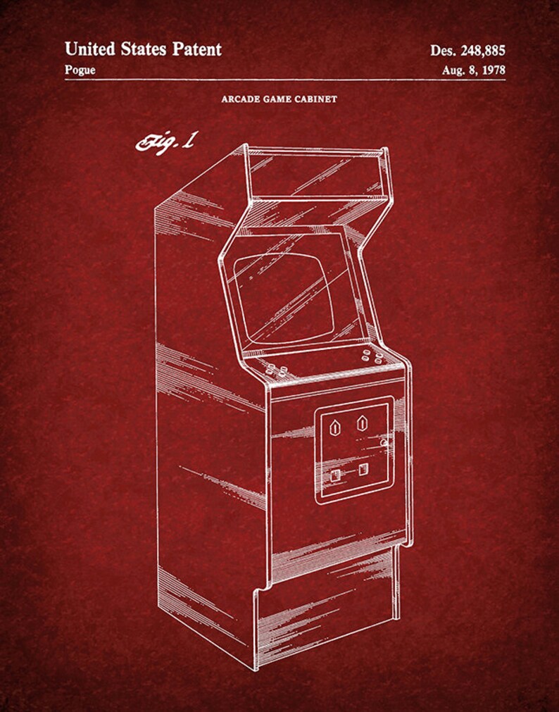 1978 Arcade Video Game Cabinet Patent Print - Arcade Console Game ...