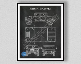 M1165A1 Humvee Patent, M1165A1 HMMWV or Humvee Poster, M1165A Special Ops Vehicle Wall Art, Humvee Armored Vehicle Art Print