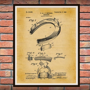 1898 Hufeisen Patent Druck, Reiter Kunstdruck, Glück Hufeisen, Pferde Wandkunst, Cowboy Kunst, Schmiedekunst, Hufeisen Poster