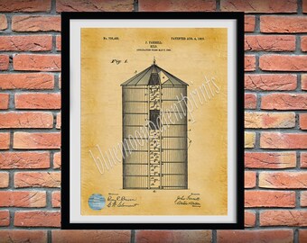 1903 Silo Patent Print, Antique Silo Poster, Agriculture Art, Farming Wall Art, Farmhouse Decor, Vintage Farm Decor