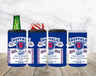 Buffalo Bills Metal Can Coozie, Bills Mafia Hidden Swear Words Beer Coozie, Holds 12 oz beer/soda cans, 12 oz bottles, 12 oz Skinny Cans