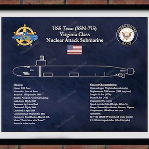 USS Texas SSN 775 Submarine Drawing, Virginia Class Submarine Blueprint, USS Texas Submarine Poster, Uss Texas Ssn775 Blueprint