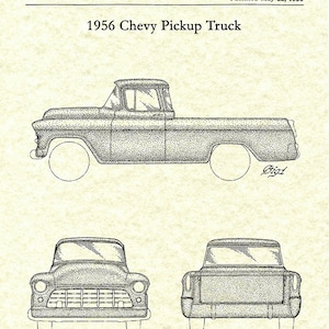 1956 Chevy Pickup Truck Patent Print, Chevy Truck Poster, 1956 Chevy ...