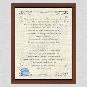 My Wish For You Songtekst Art Print, Rascal Flatts Songtekstenposter, From The Heart Inspirerend Gedicht, Kinderkamerdecoratie, Idee Verjaardagscadeau