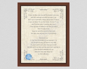 Impression d'art paroles de My Wish For You, affiche des paroles de chanson de Rascal Flatts, poème inspirant From The Heart, décoration de chambre d'enfant, idée cadeau d'anniversaire