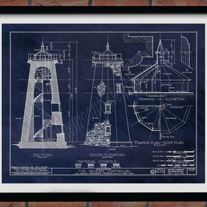 Charlotte–Genesee Lighthouse Drawing, Rochester NY Lighthouse Poster, Lake Ontario Lighthouse Blueprint, Nautical Wall Art, Lighthouse Print