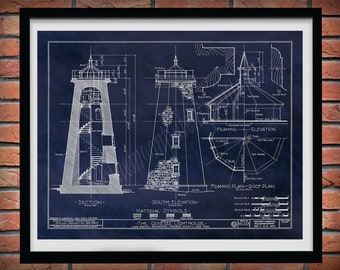 Charlotte–Genesee Lighthouse Drawing, Rochester NY Lighthouse Poster, Lake Ontario Lighthouse Blueprint, Nautical Wall Art, Lighthouse Print